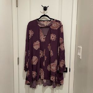 Free People Purple Floral Mini Dress Tubic Top